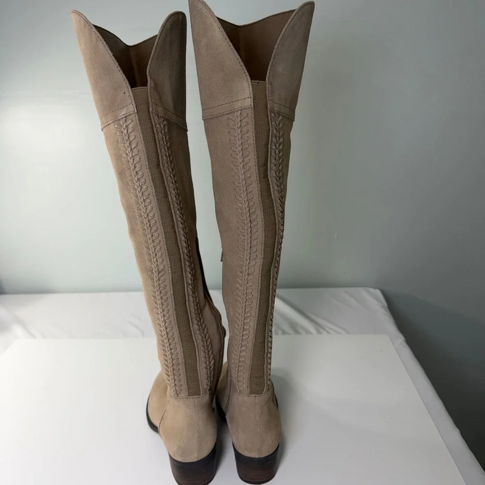 Vince Camuto Bendra Tan Suede Over The Knee Whipstitch Boots 6M VC-BENDRA‎ NWOT